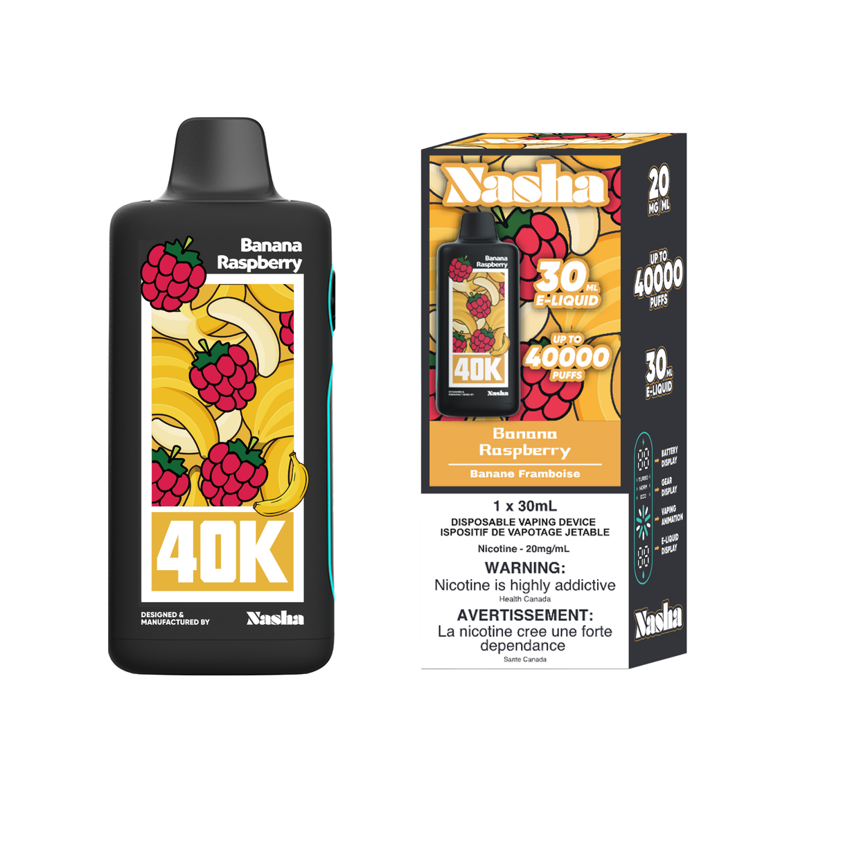 Nasha 40K - Banane-framboise - Cigarette électronique jetable - Vapeshop Mania