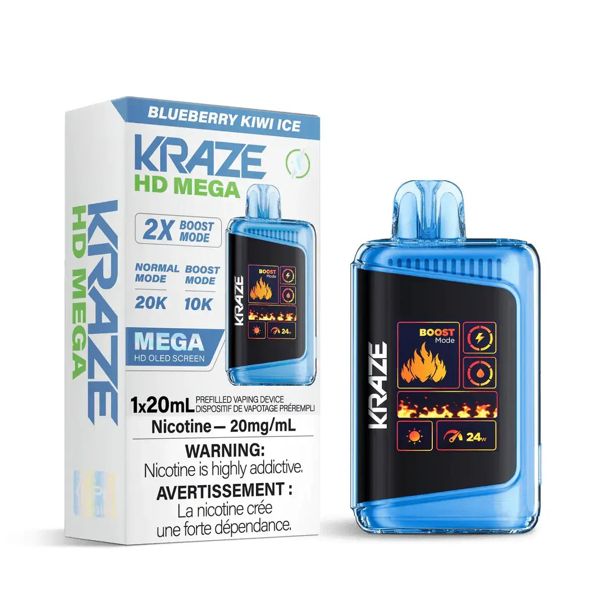 Kraze HD Mega 20K - Myrtille-kiwi glacé