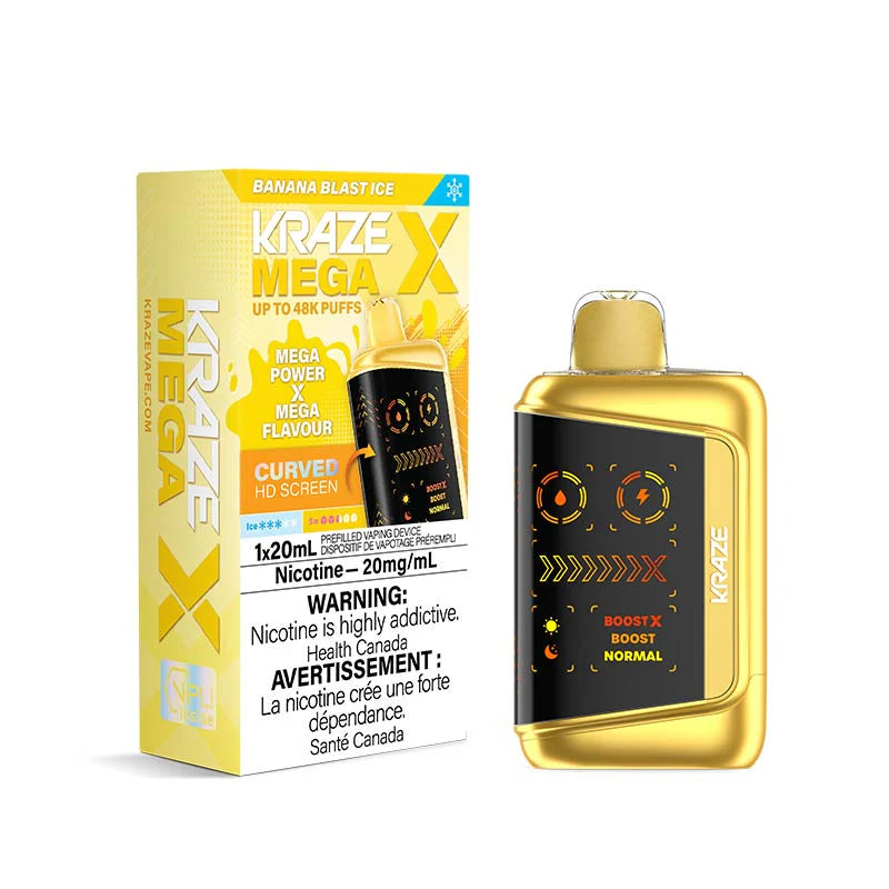 Kraze Mega X 48K - Banana Blast Ice - Disposable Vape - Vapeshop Mania