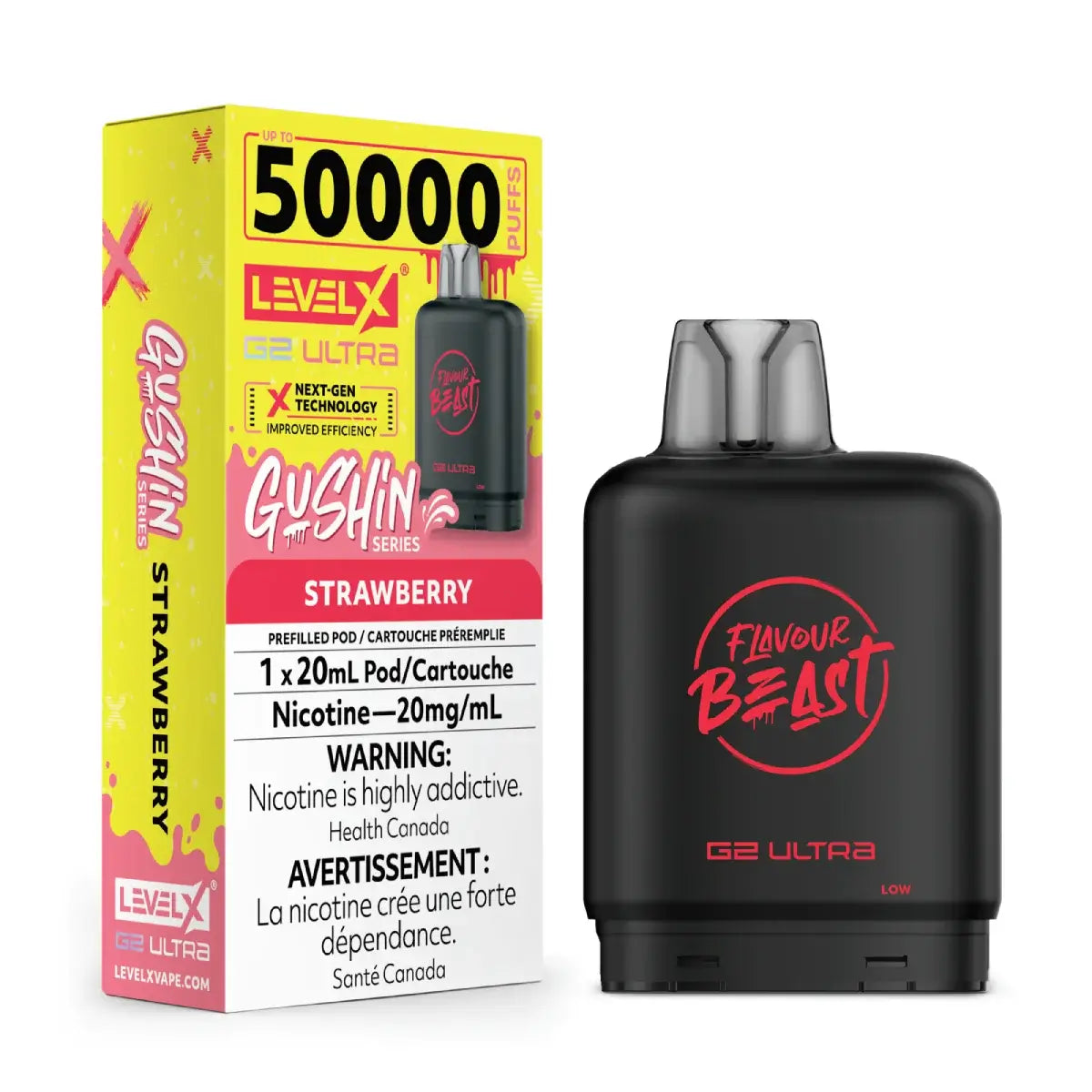 Pod Level X G2 Ultra 50K - Flavour Beast - Gushin S. Fraise