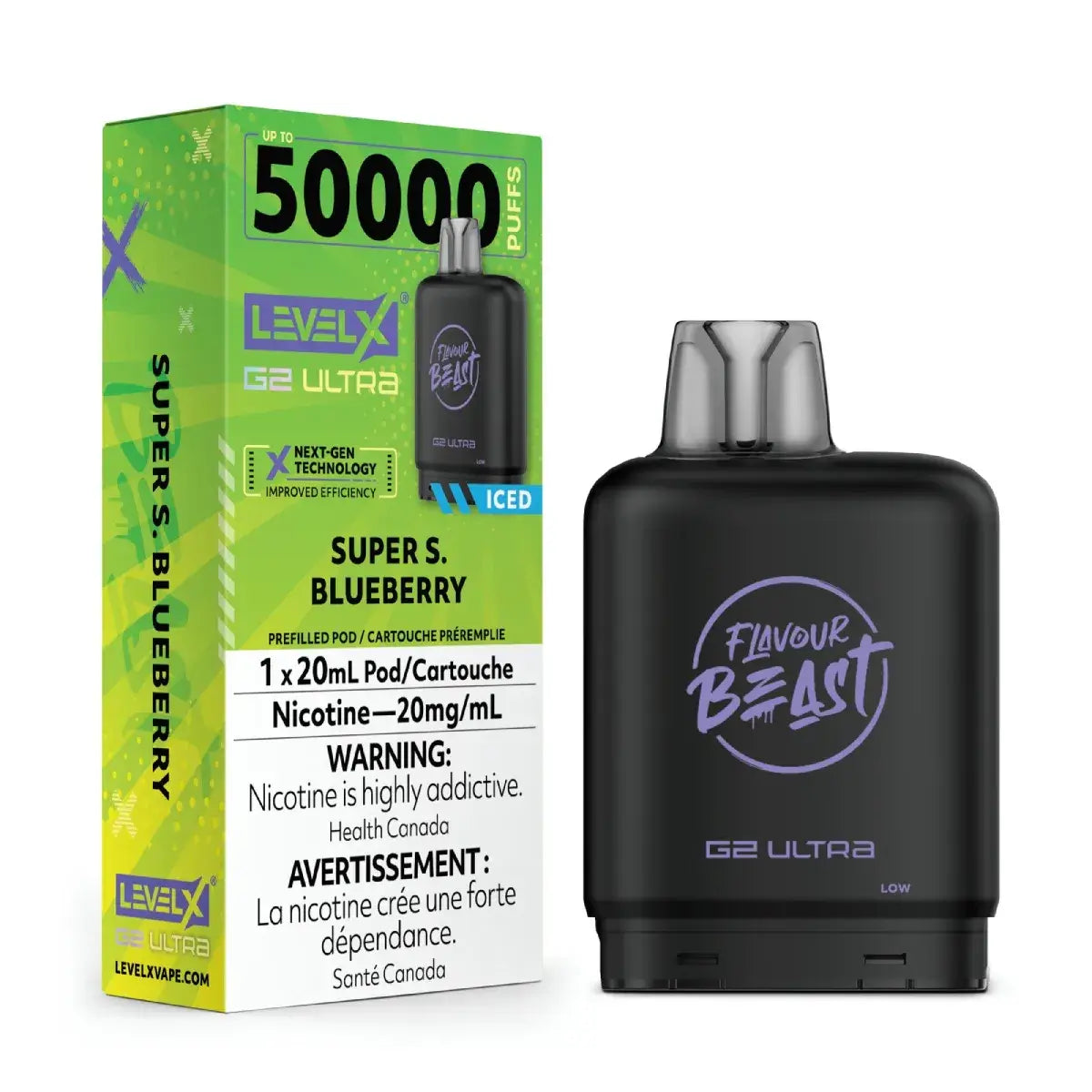 Pod Level X G2 Ultra 50K - Flavour Beast - Super S. Myrtille glacée