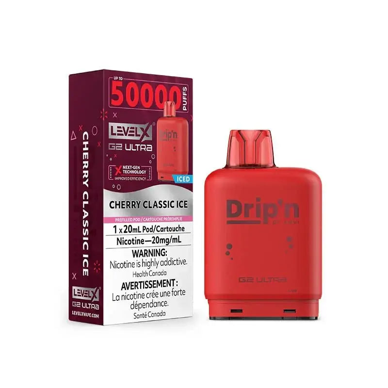 Level X Drip'n Ultra 50K Pod - Cherry Classic Ice - Prefilled Pod - Vapeshop Mania