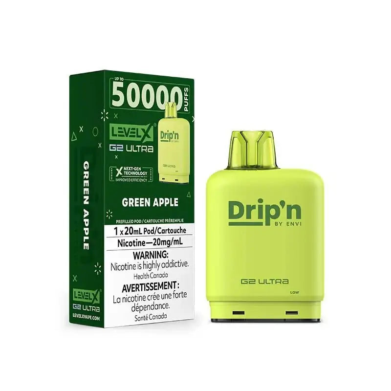 Level X Drip'n Ultra 50K Pod - Green Apple - Prefilled Pod - Vapeshop Mania