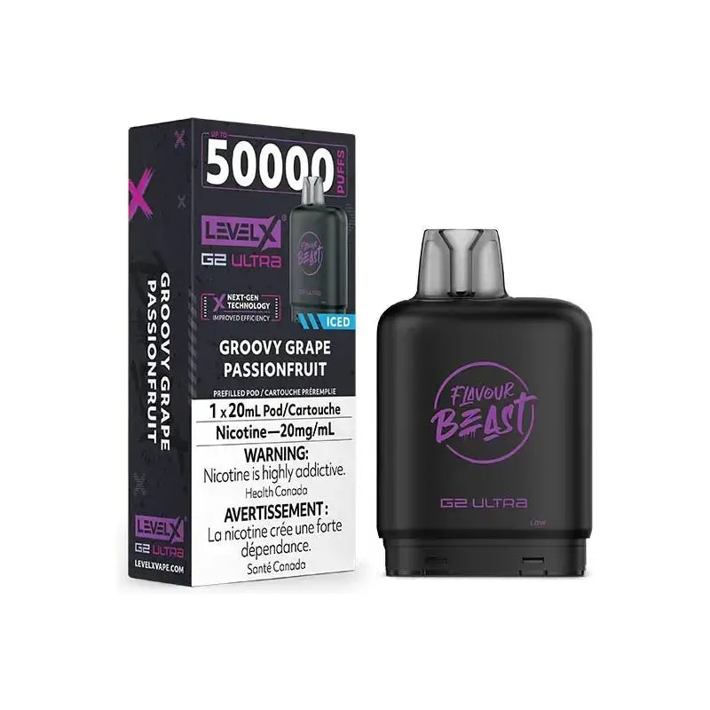 Level X Ultra 50K Pod - Groovy Grape Passionfruit Ice - Prefilled Pod - Vapeshop Mania