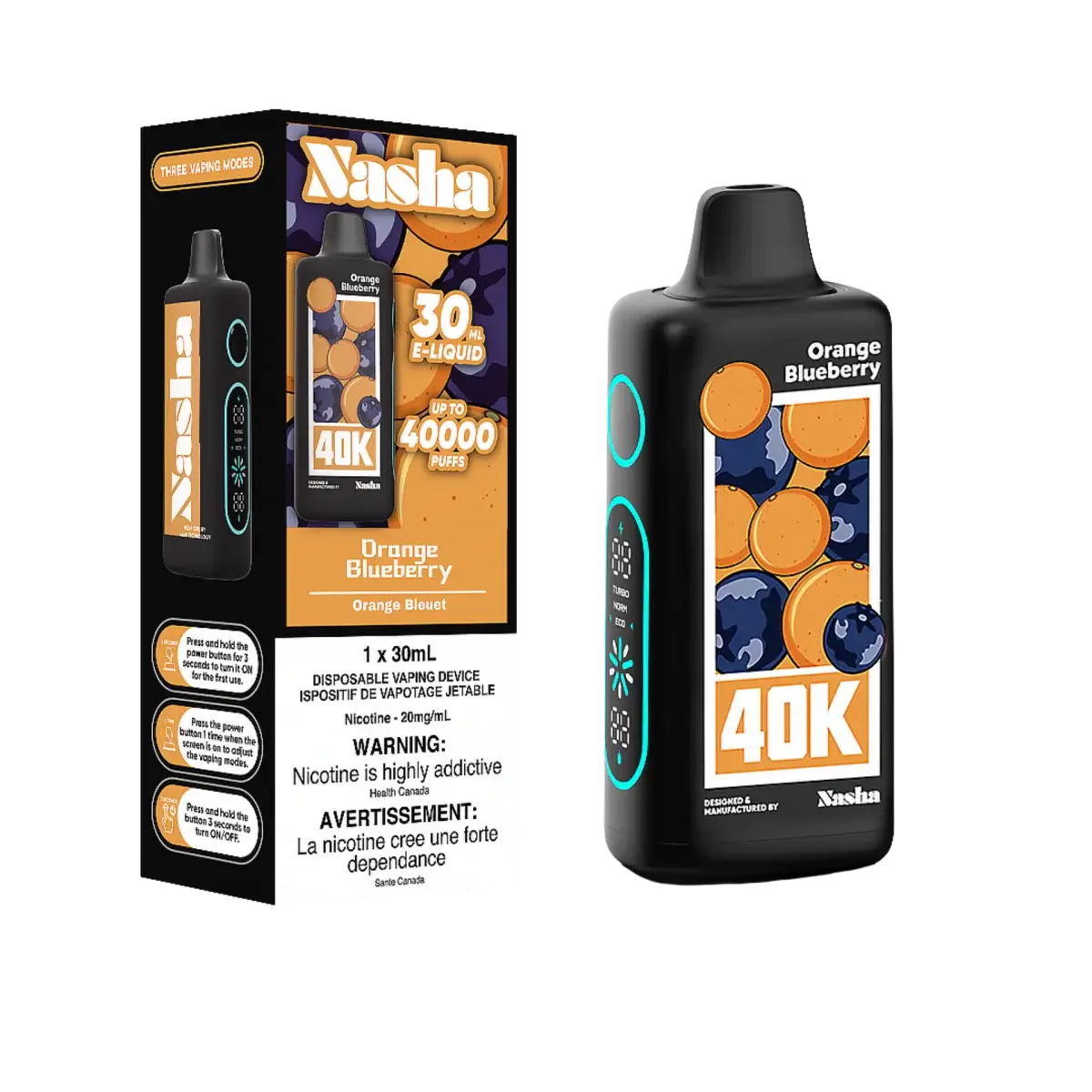 Nasha 40K - Orange Blueberry - Vape jetable - Vapeshop Mania