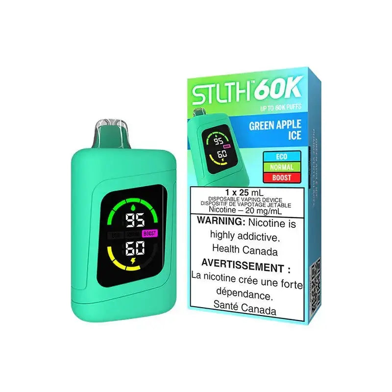 STLTH 60K - Green Apple Ice - Disposable Vape - Vapeshop Mania