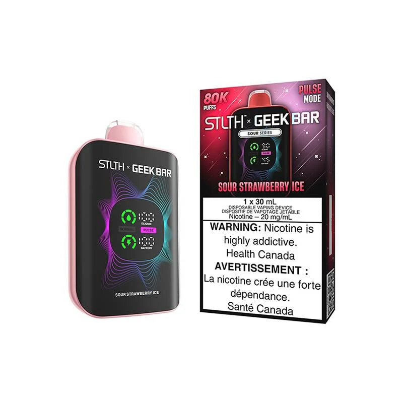 STLTH x Geek Bar 80K - Fraise acidulée glacée - Vape jetable - Vapeshop Mania