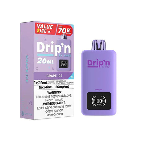 Shop Drip'n by Envi 70K Disposable - Grape Ice - at Vapeshop Mania