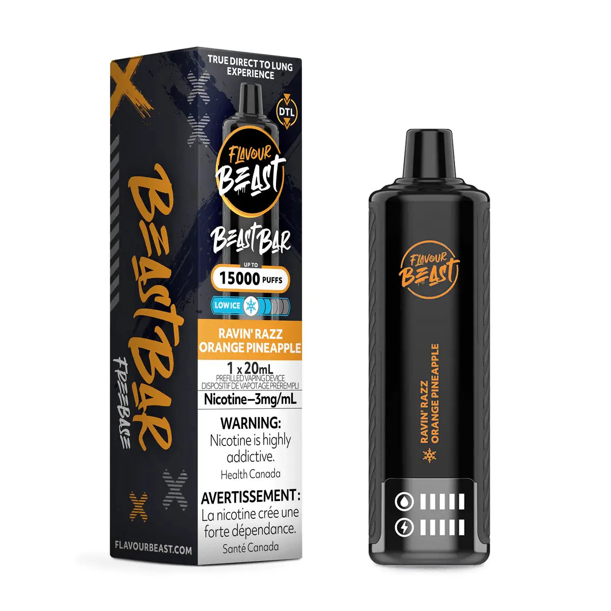Flavour Beast Beast Bar 15K Disposable - Ravin' Razz Orange Pineapple (Low Ice) - Vapeshop Mania