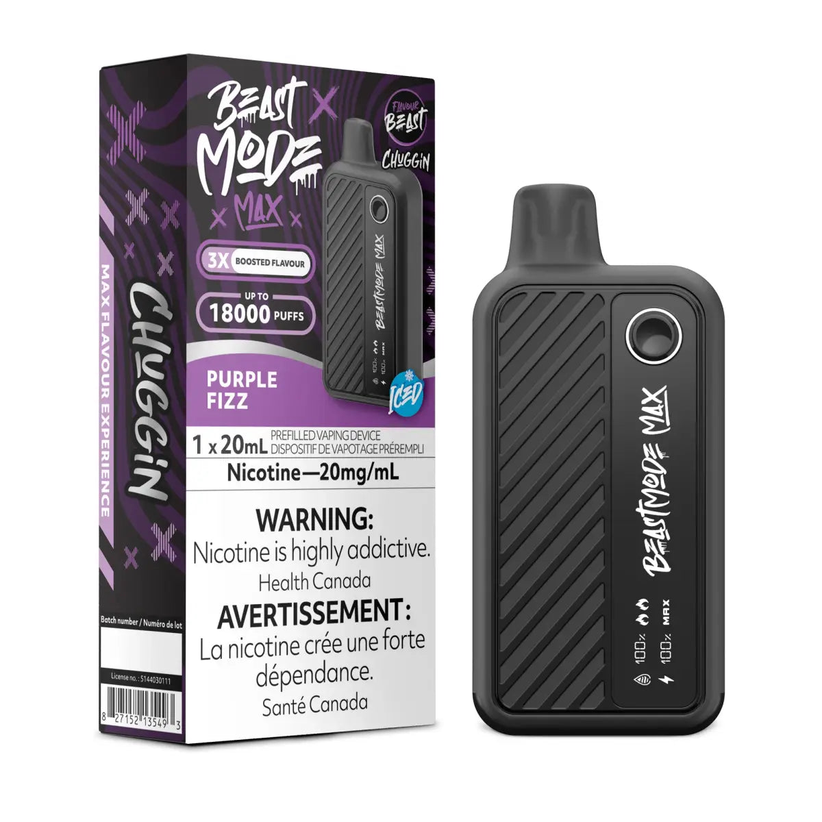 Flavour Beast Beast Mode Max 18K Disposable - Chuggin' Purple Fizz (Iced) - Vapeshop Mania
