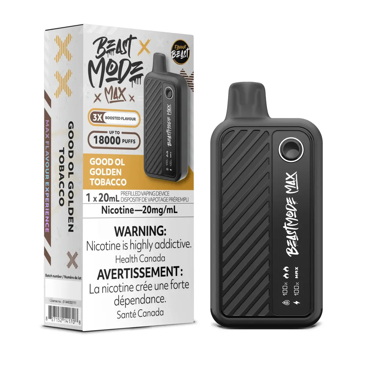 Flavour Beast Beast Mode Max 18K Disposable - Good Ol Golden Tobacco - Vapeshop Mania