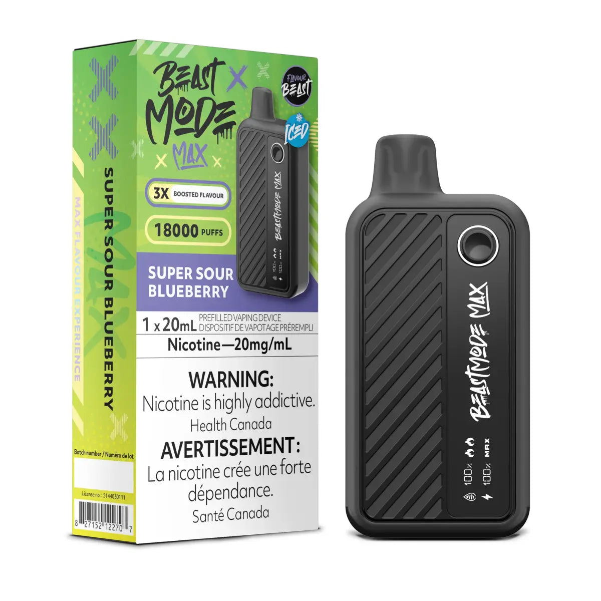 Flavour Beast Beast Mode Max 18K Disposable - Super Sour Blueberry (Iced) - Vapeshop Mania