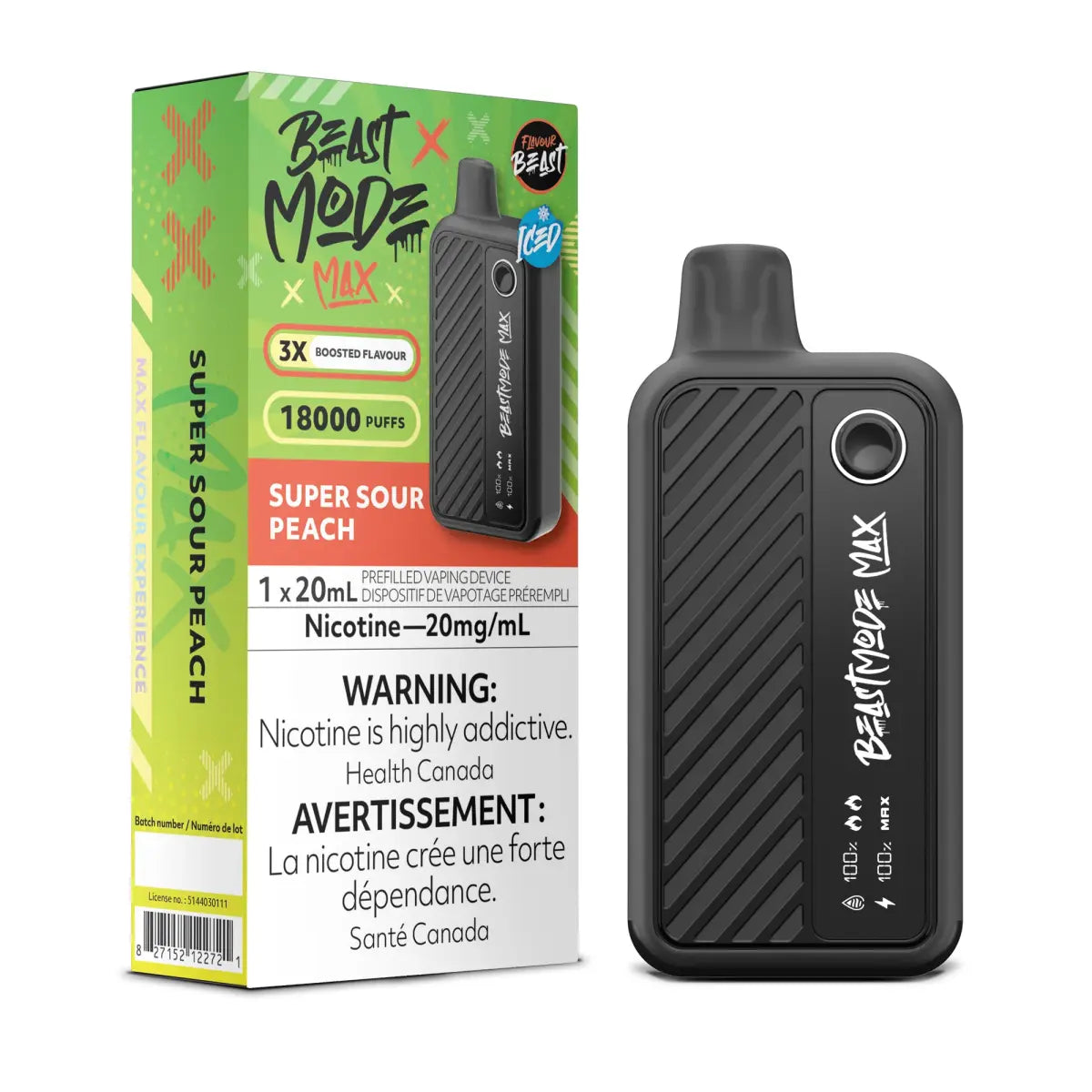 Flavour Beast Beast Mode Max 18K Disposable - Super Sour Peach (Iced) - Vapeshop Mania