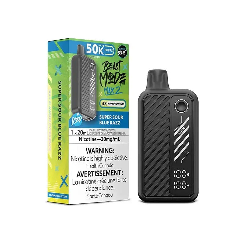 Shop Flavour Beast Beast Mode Max 2 50K Disposable - Super Sour Blue Razz Iced - at Vapeshop Mania