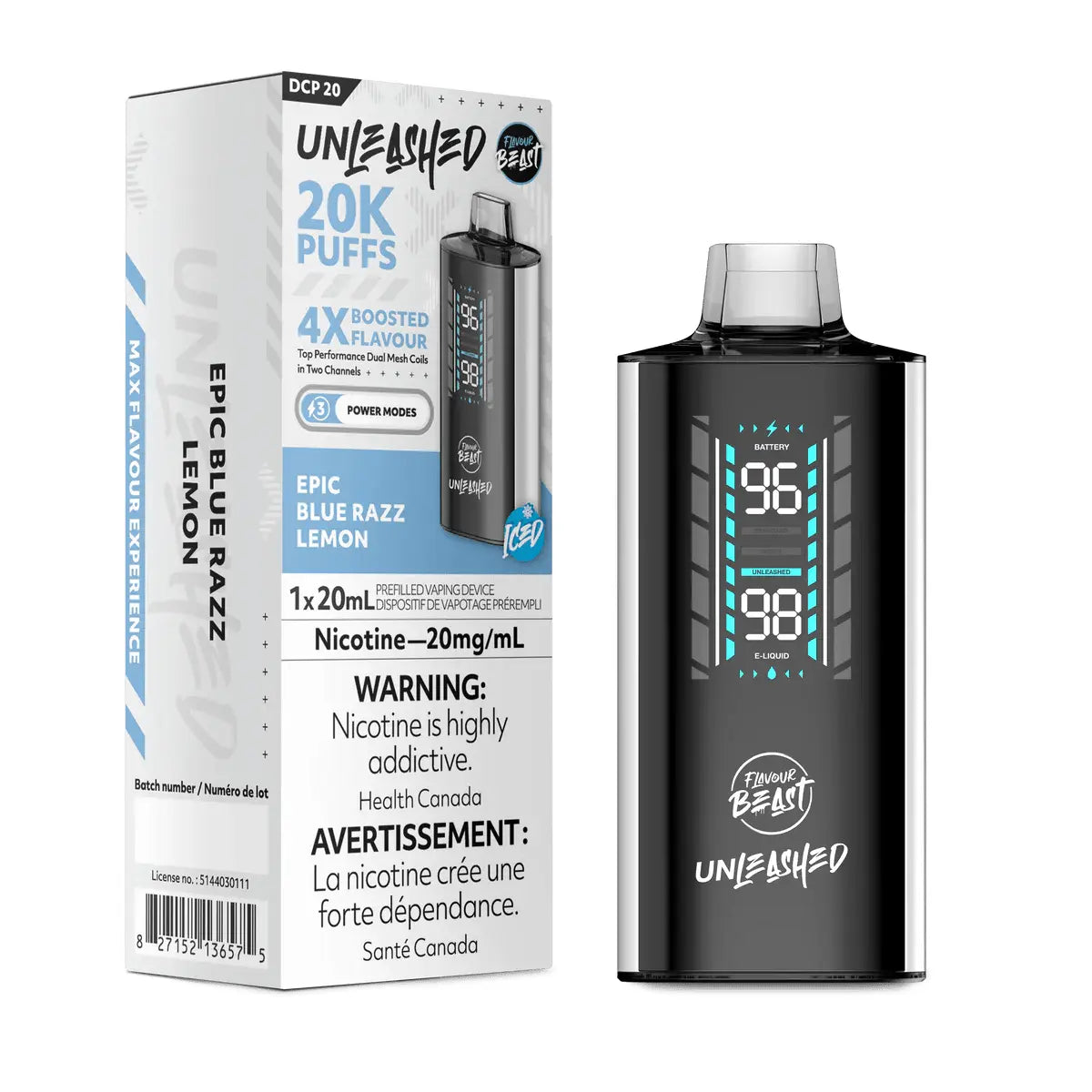 Flavour Beast Unleashed DCP 20K Disposable - Epic Blue Razz Lemon (Iced) - Vapeshop Mania