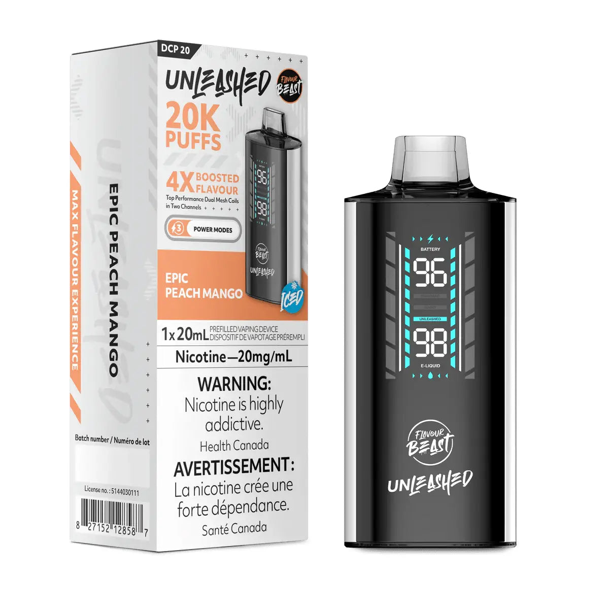 Flavour Beast Unleashed DCP 20K Disposable - Epic Peach Mango (Iced) - Vapeshop Mania
