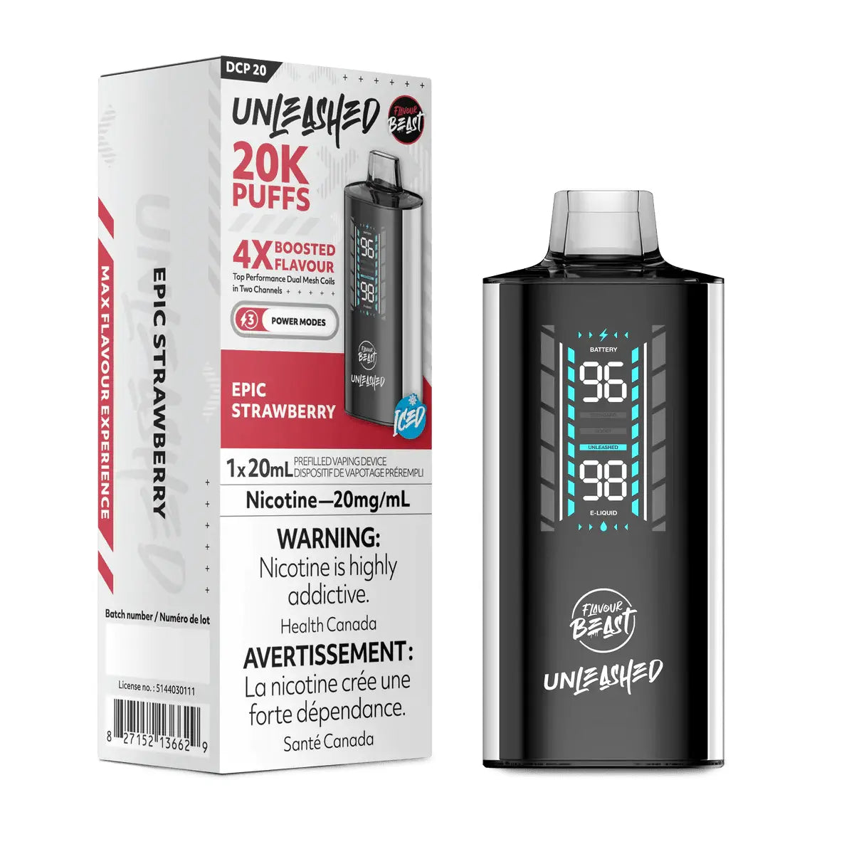 Flavour Beast Unleashed DCP 20K Disposable - Epic Strawberry (Iced) - Vapeshop Mania