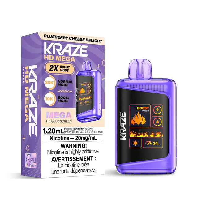 Kraze HD Mega 20K Disposable - Blueberry Cheese Delight - Vapeshop Mania