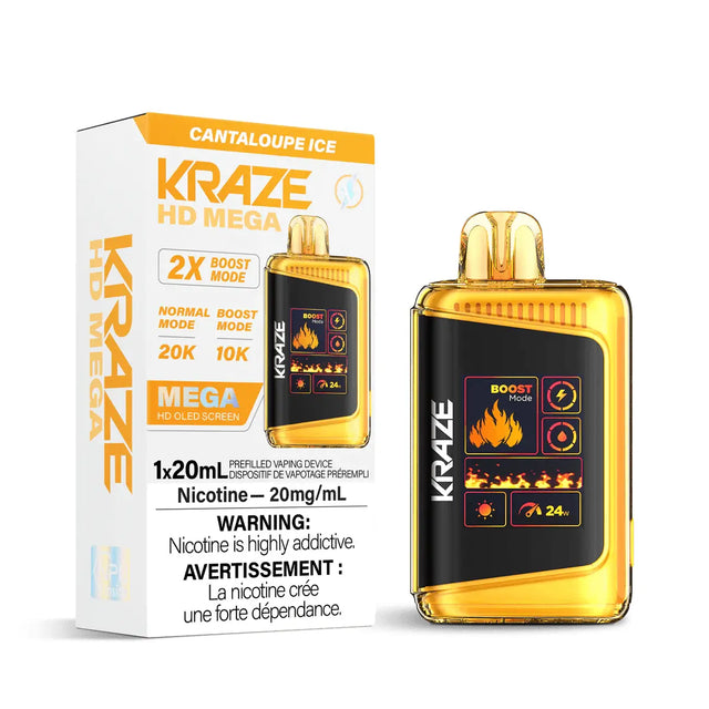 Kraze HD Mega 20K Disposable - Cantaloupe Ice - Vapeshop Mania