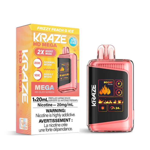 Kraze HD Mega 20K Disposable - Frizzy Peach G Ice - Vapeshop Mania