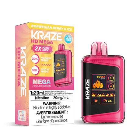 Kraze HD Mega 20K Disposable - Norwegian Berry G Ice - Vapeshop Mania
