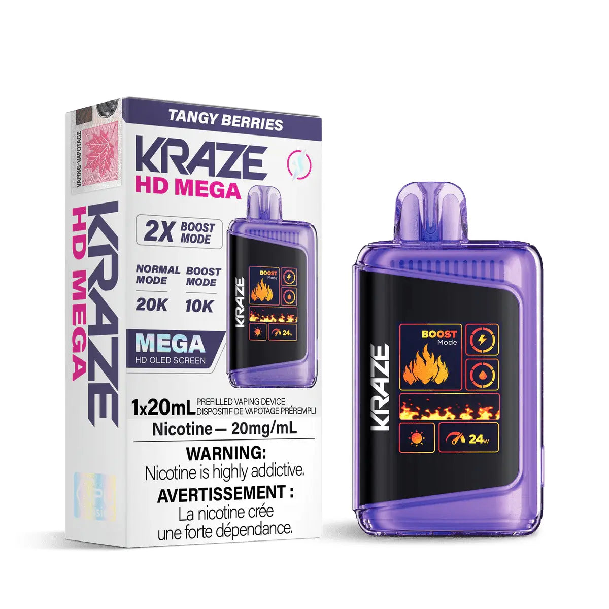 Kraze HD Mega 20K Disposable - Tangy Berries - Vapeshop Mania