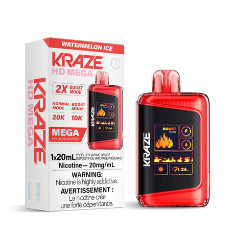 Kraze HD Mega 20K Disposable - Watermelon Ice - Vapeshop Mania