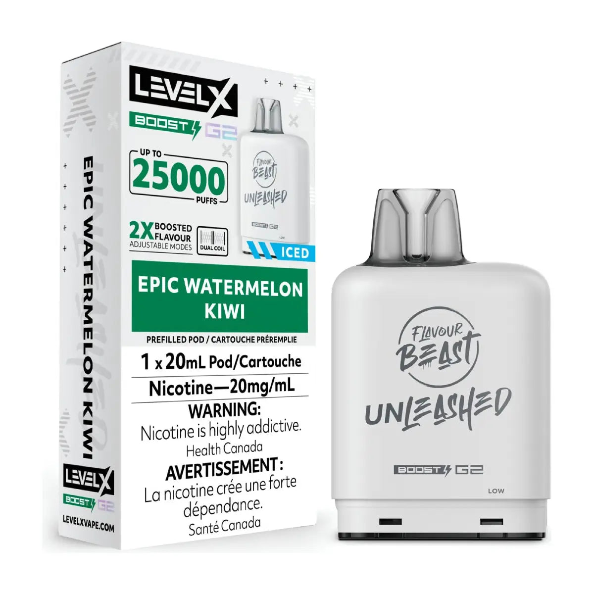 Level X Flavour Beast Boost 25K Pod 20ml - Epic Watermelon Kiwi - Vapeshop Mania