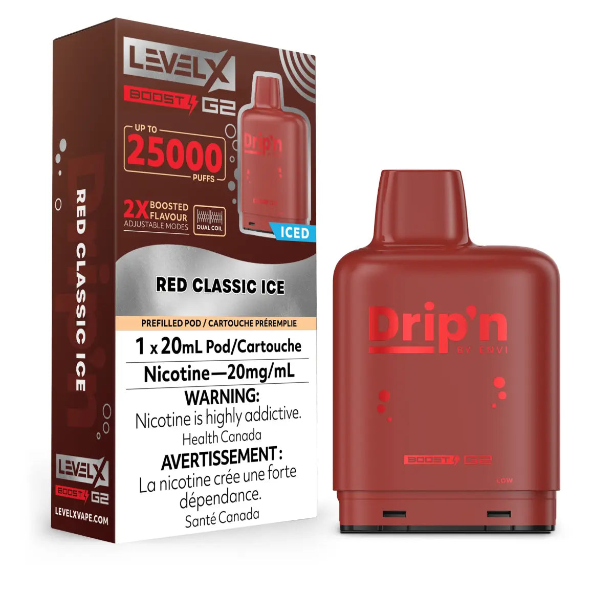 Level X Drip'n Boost 25K Pod 20ml - Red Classic - Vapeshop Mania