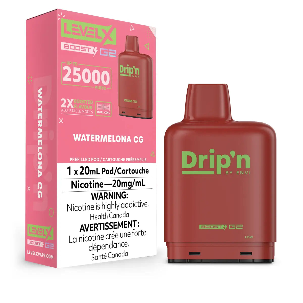Level X Drip'n Boost 25K Pod 20ml - Watermelona CG - Vapeshop Mania