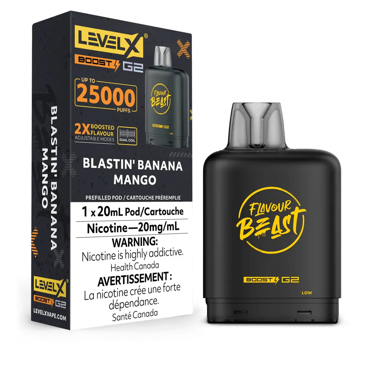 Level X Flavour Beast Boost 25K Pod 20ml - Blastin' Banana Mango - Vapeshop Mania