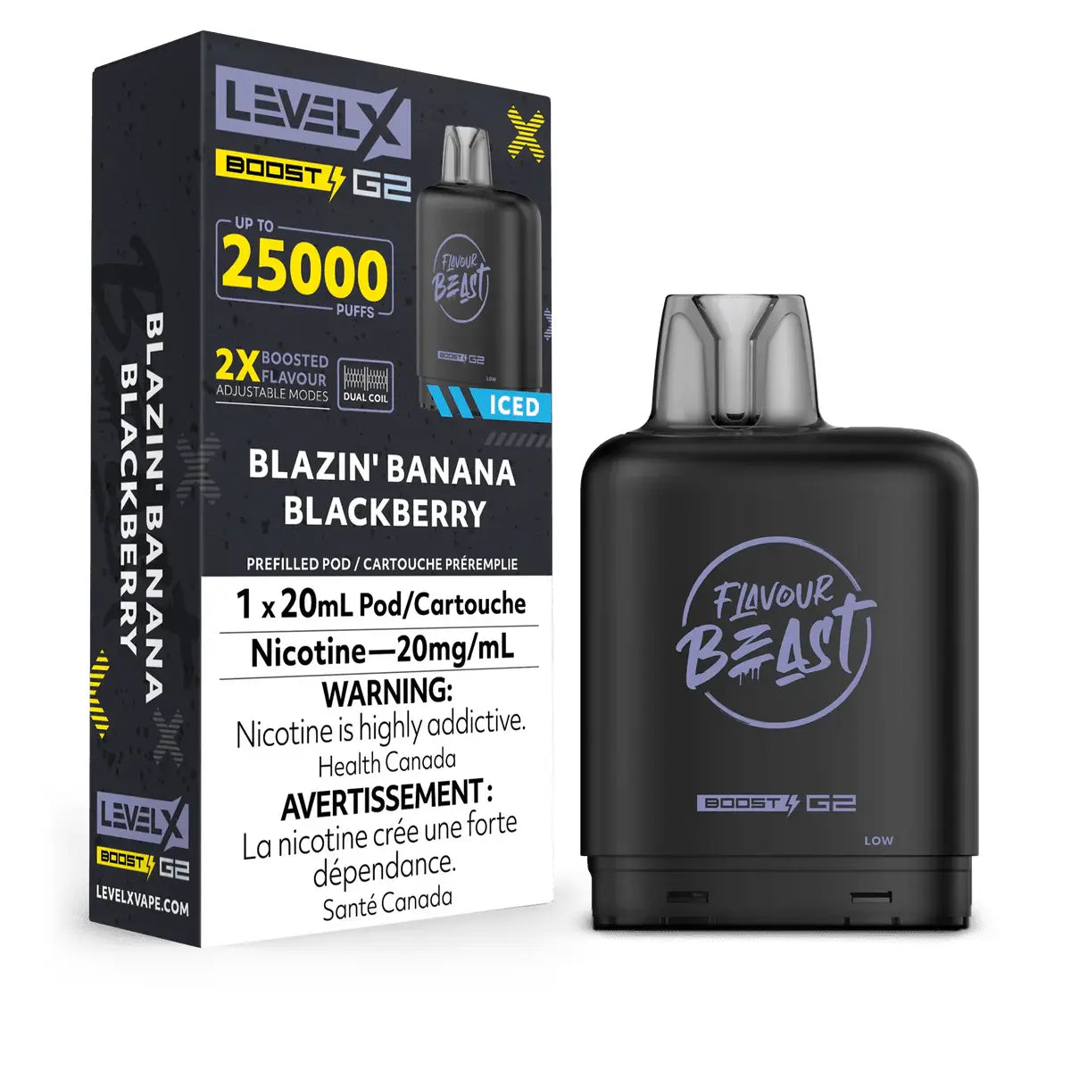 Level X Flavour Beast Boost 25K Pod 20ml - Blazin' Banana Blackberry (Iced) - Vapeshop Mania