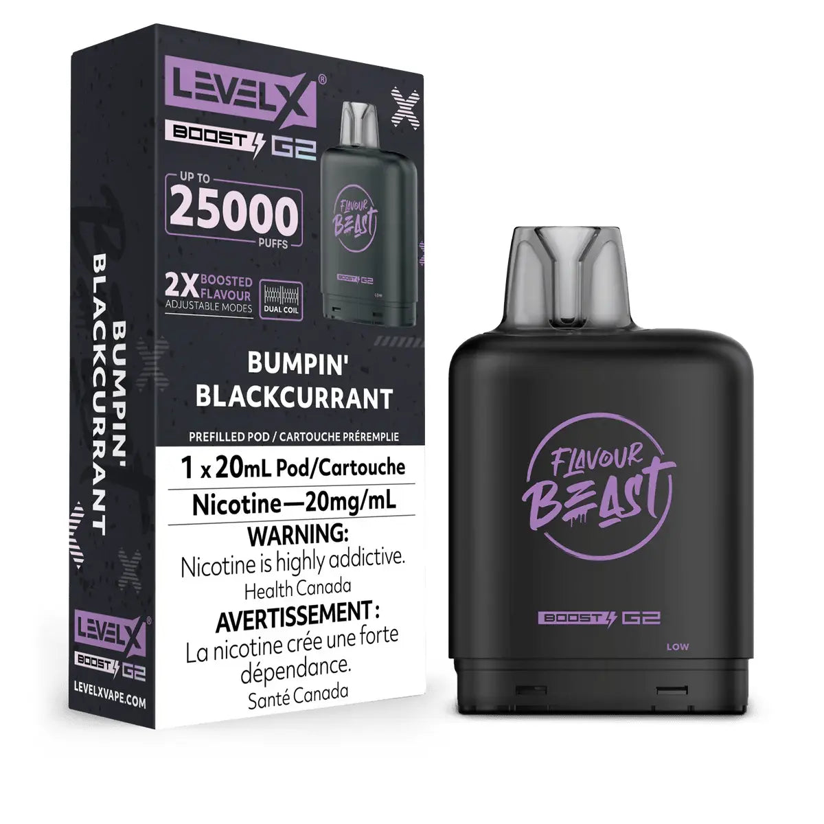 Level X Flavour Beast Boost 25K Pod 20ml - Bumpin' Blackcurrant - Vapeshop Mania