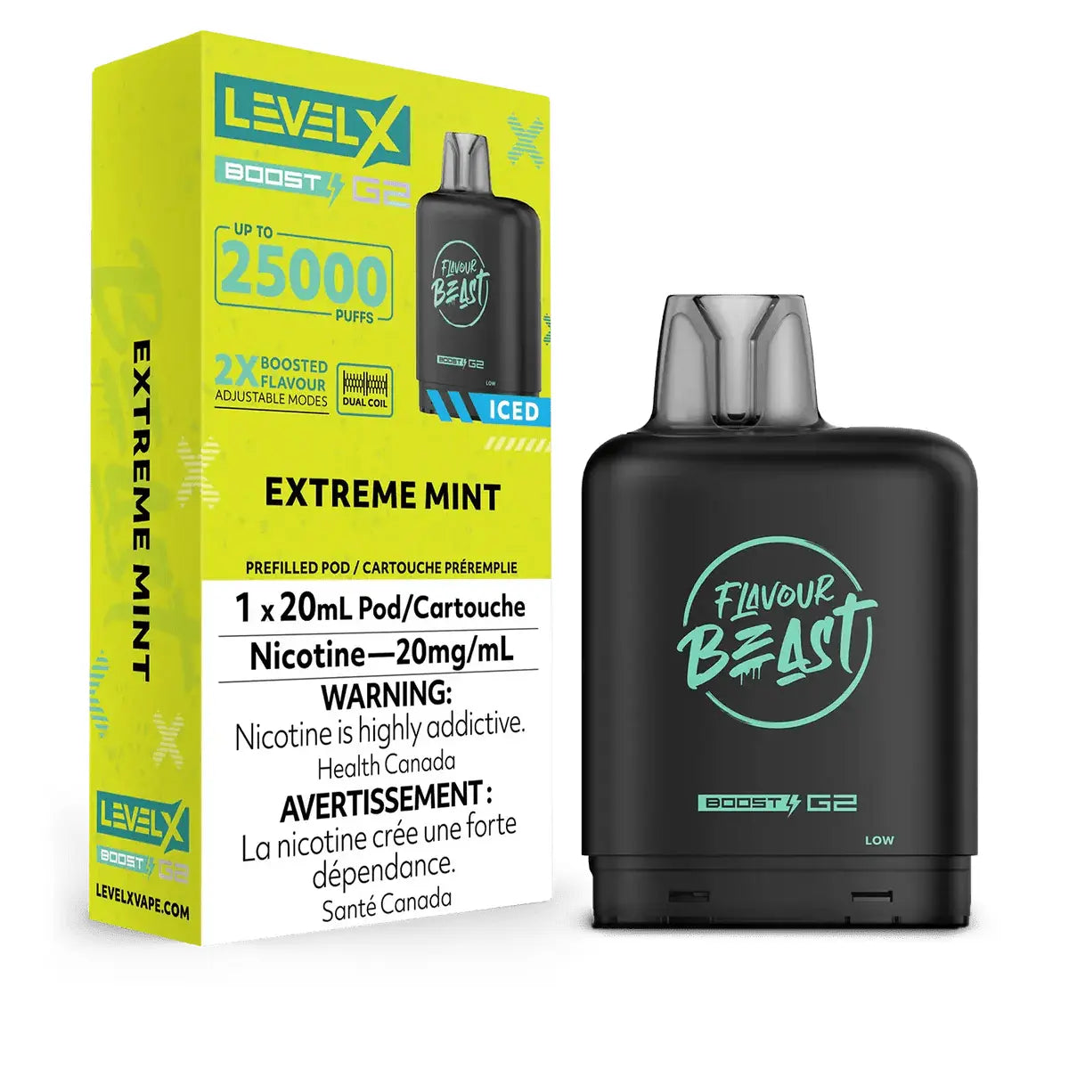 Level X Flavour Beast Boost 25K Pod 20ml - Extreme Mint (Iced) - Vapeshop Mania