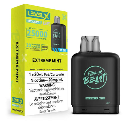 Level X Flavour Beast Boost 25K Pod 20ml - Extreme Mint (Iced) - Vapeshop Mania