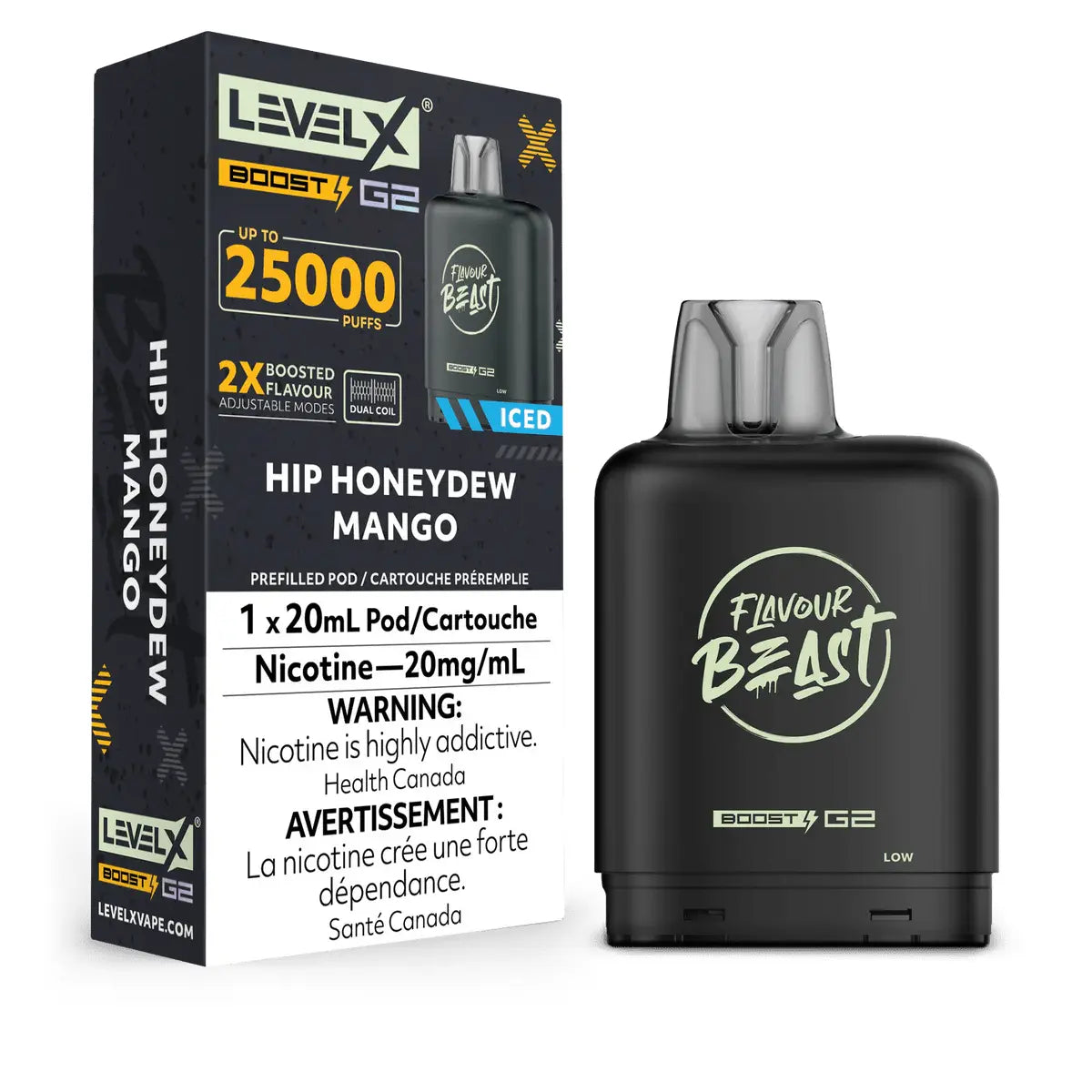 Level X Flavour Beast Boost 25K Pod 20ml - Hip Honeydew Mango (Iced) - Vapeshop Mania