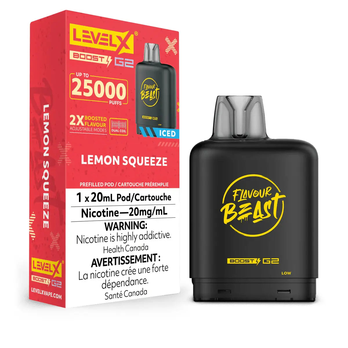 Level X Flavour Beast Boost 25K Pod 20ml - Lemon Squeeze (Iced) - Vapeshop Mania