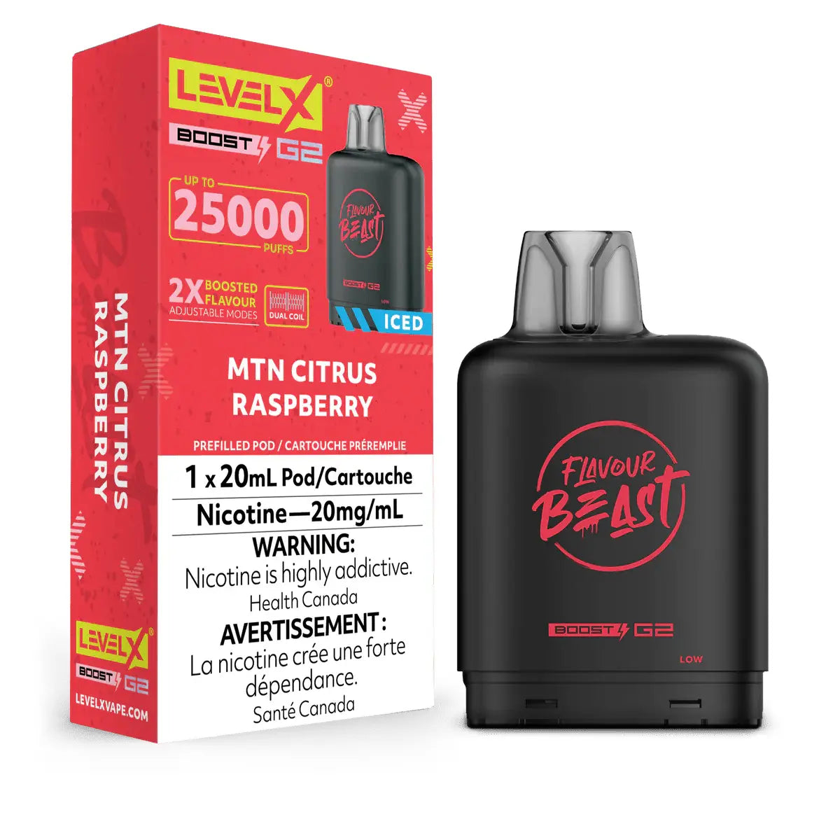 Level X Flavour Beast Boost 25K Pod 20ml - MTN Citrus Raspberry - Vapeshop Mania