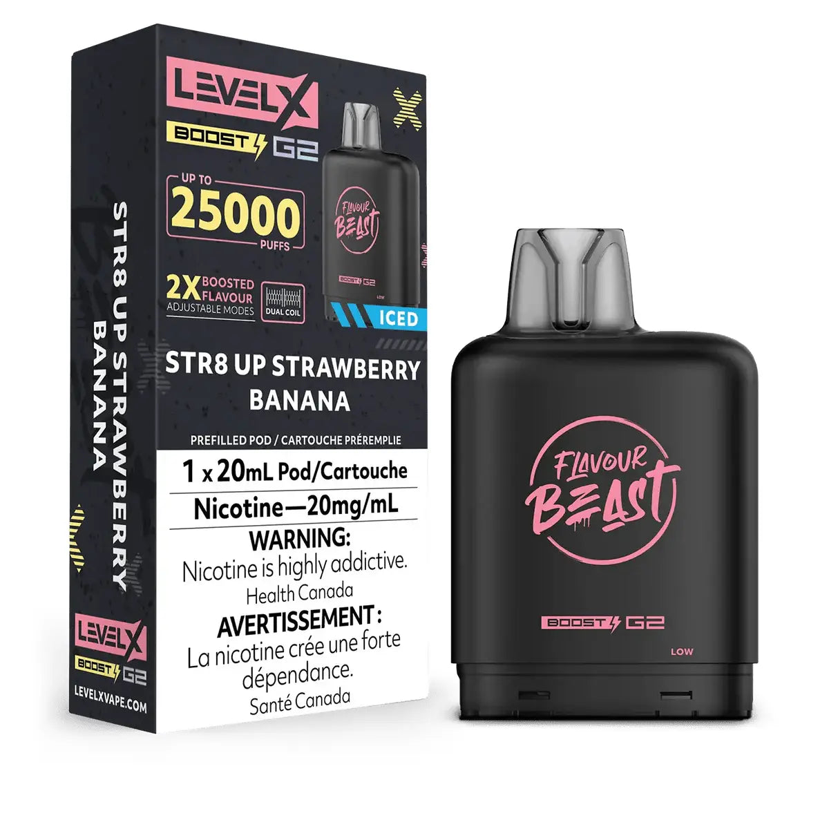 Level X Flavour Beast Boost 25K Pod 20ml - STR8 Up Strawberry Banana (Iced) - Vapeshop Mania
