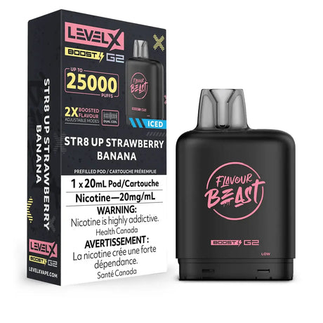 Level X Flavour Beast Boost 25K Pod 20ml - STR8 Up Strawberry Banana (Iced) - Vapeshop Mania