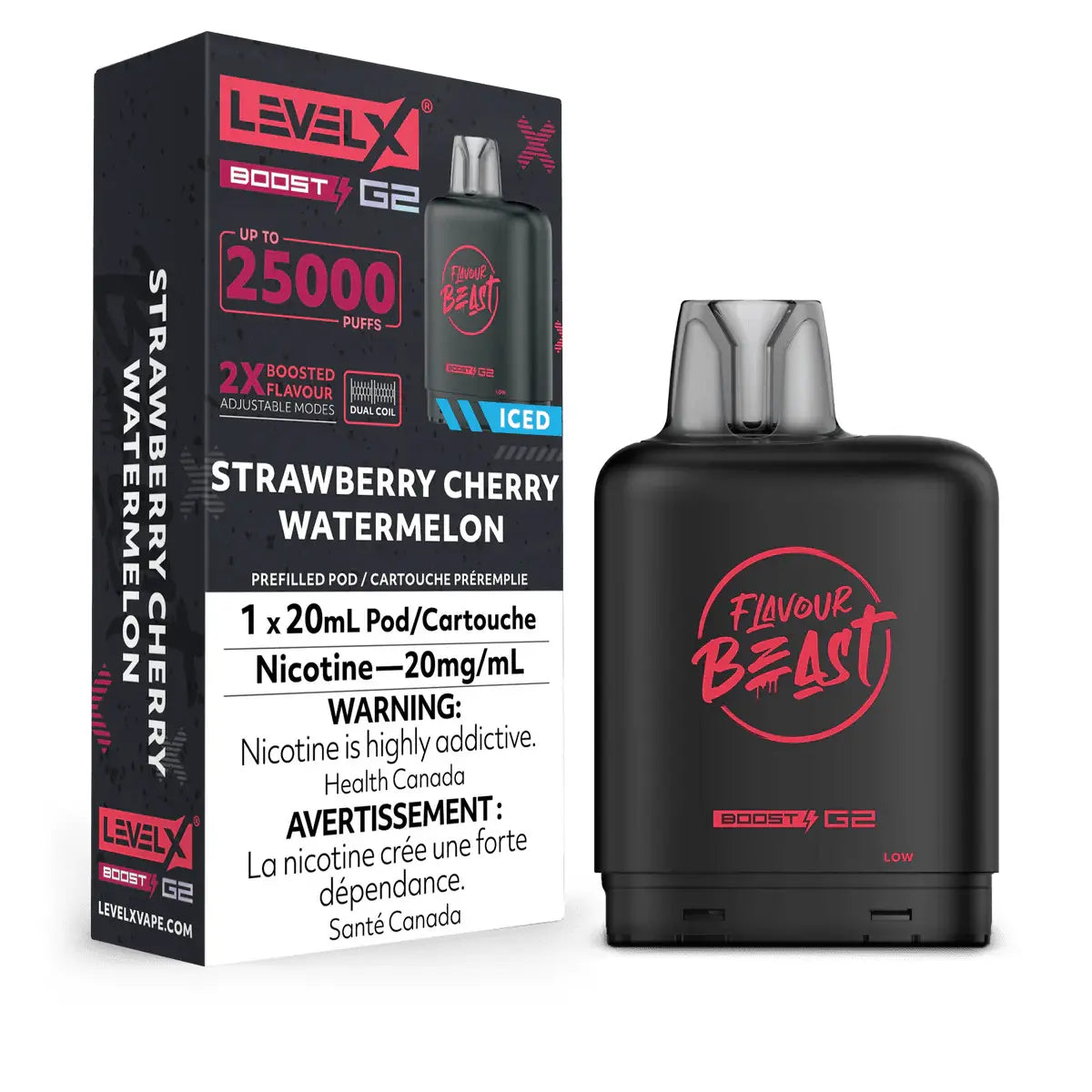 Level X Flavour Beast Boost 25K Pod 20ml - Strawberry Cherry Watermelon (Iced) - Vapeshop Mania