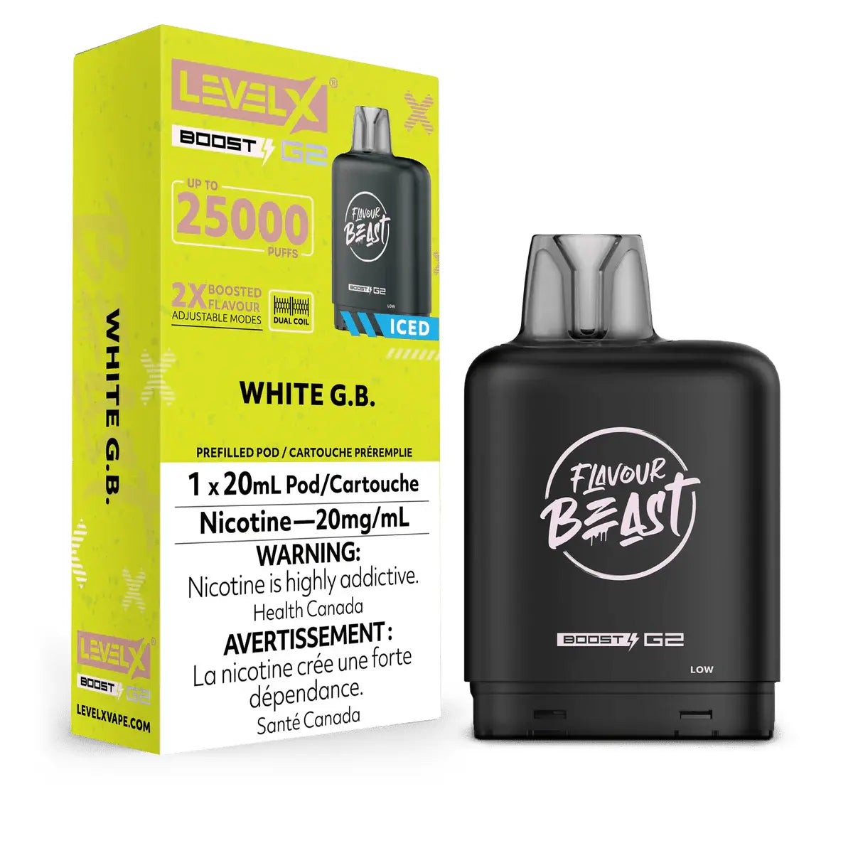 Level X Flavour Beast Boost 25K Pod 20ml - White G.B. (Iced) - Vapeshop Mania