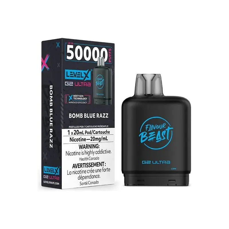 Shop Level X Flavour Beast Ultra 50K Pod 20ml - Bomb Blue Razz - at Vapeshop Mania