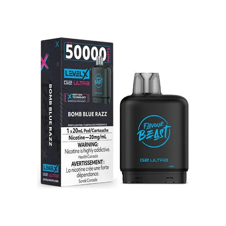 Shop Level X Flavour Beast Ultra 50K Pod 20ml - Bomb Blue Razz - at Vapeshop Mania