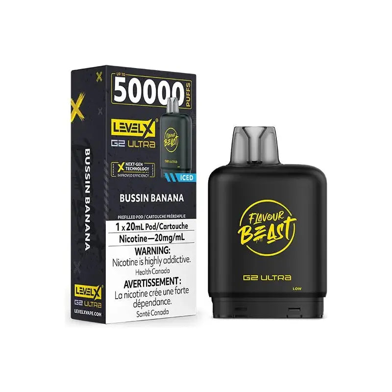 Shop Level X Flavour Beast Ultra 50K Pod 20ml - Bussin Banana Iced - at Vapeshop Mania