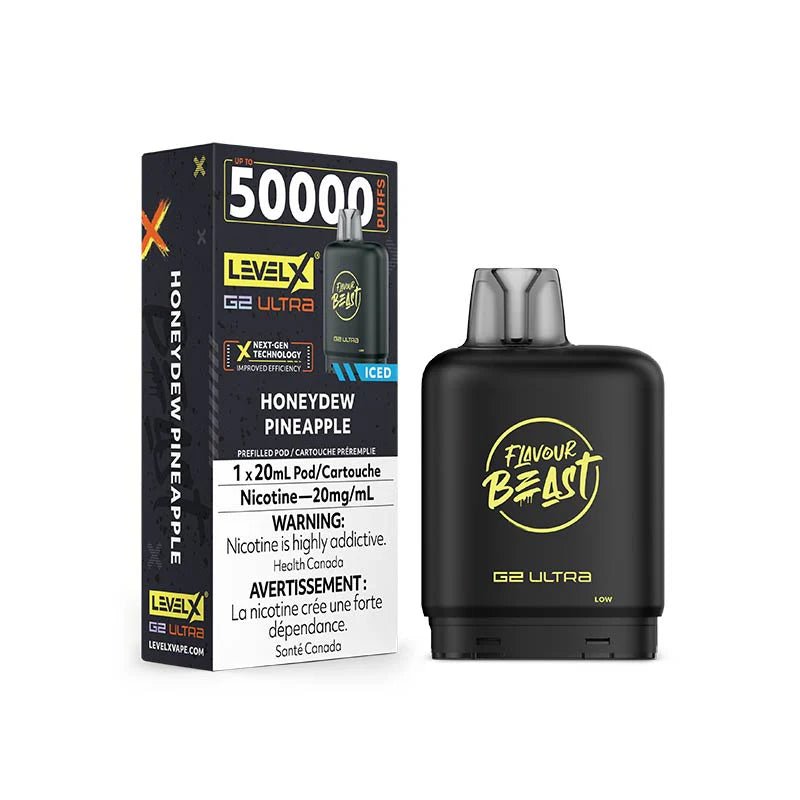 Shop Level X Flavour Beast Ultra 50K Pod 20ml - Honeydew Pineapple Iced - at Vapeshop Mania