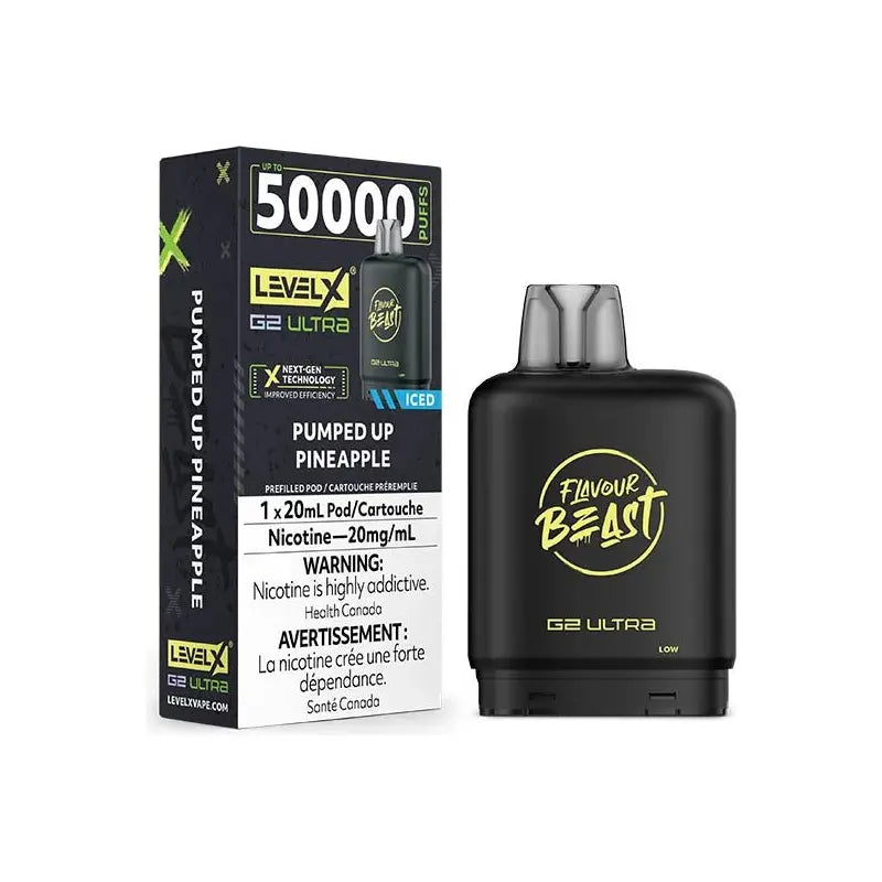 Shop Level X Flavour Beast Ultra 50K Pod 20ml - Pumped Up Pineapple Iced - at Vapeshop Mania