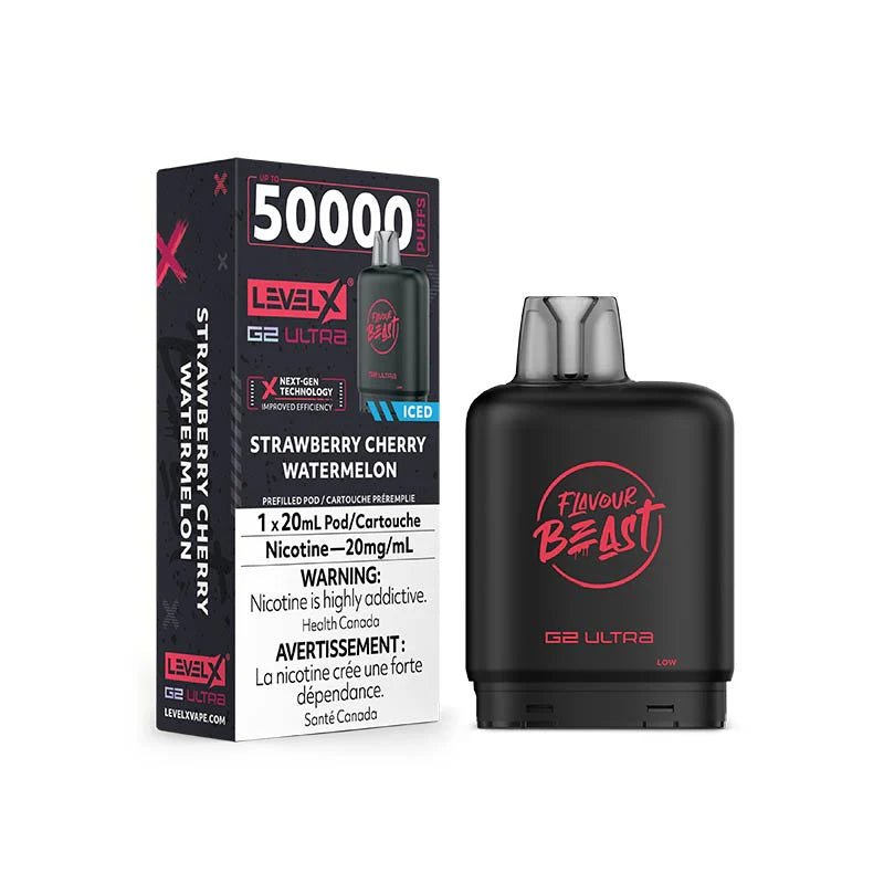 Shop Level X Flavour Beast Ultra 50K Pod 20ml - Strawberry Cherry Watermelon Iced - at Vapeshop Mania