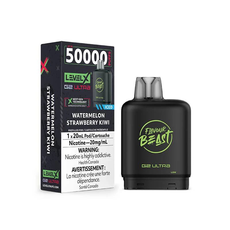 Shop Level X Flavour Beast Ultra 50K Pod 20ml - Watermelon Strawberry Kiwi Iced - at Vapeshop Mania