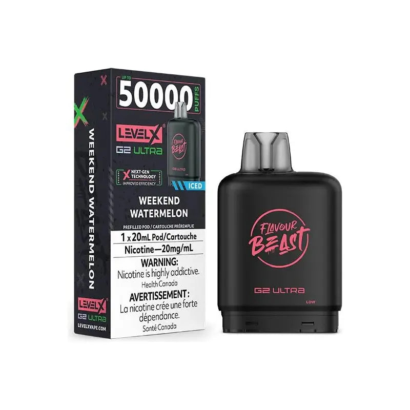 Shop Level X Flavour Beast Ultra 50K Pod 20ml - Weekend Watermelon Iced - at Vapeshop Mania